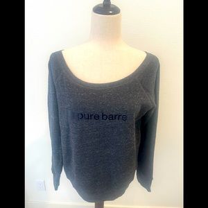 PURE BARRE CHARCOAL GRAY OFF SHOULDER SWEATER (L)